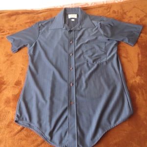 Vintage Qiana JC PENNEY 100% Nylon 15.5  70s 80s Square Buttons Shirt